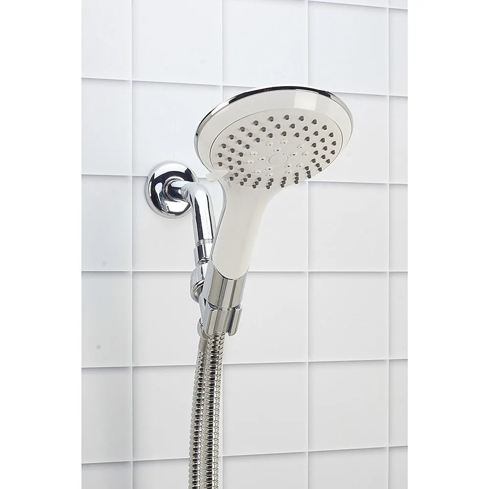 Bath Bliss Sahara 3-Piece 5 Function Showerhead and Cord Set, White-Silver