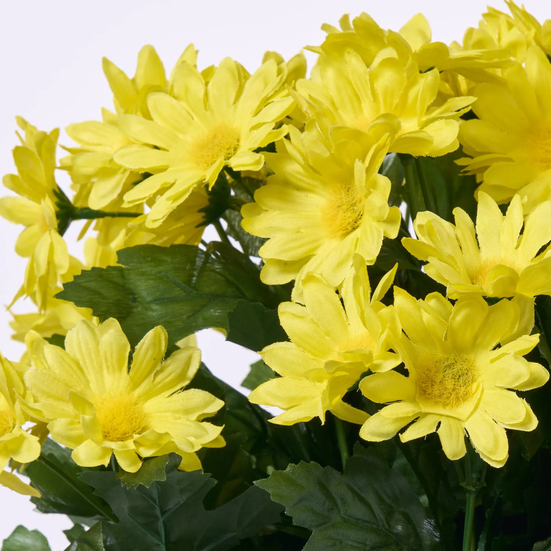 Bright Yellow Daisy Bush Bouquet Faux Floral Stem Spray - 16"