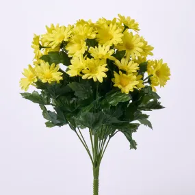 Bright Yellow Daisy Bush Bouquet Faux Floral Stem Spray - 16"