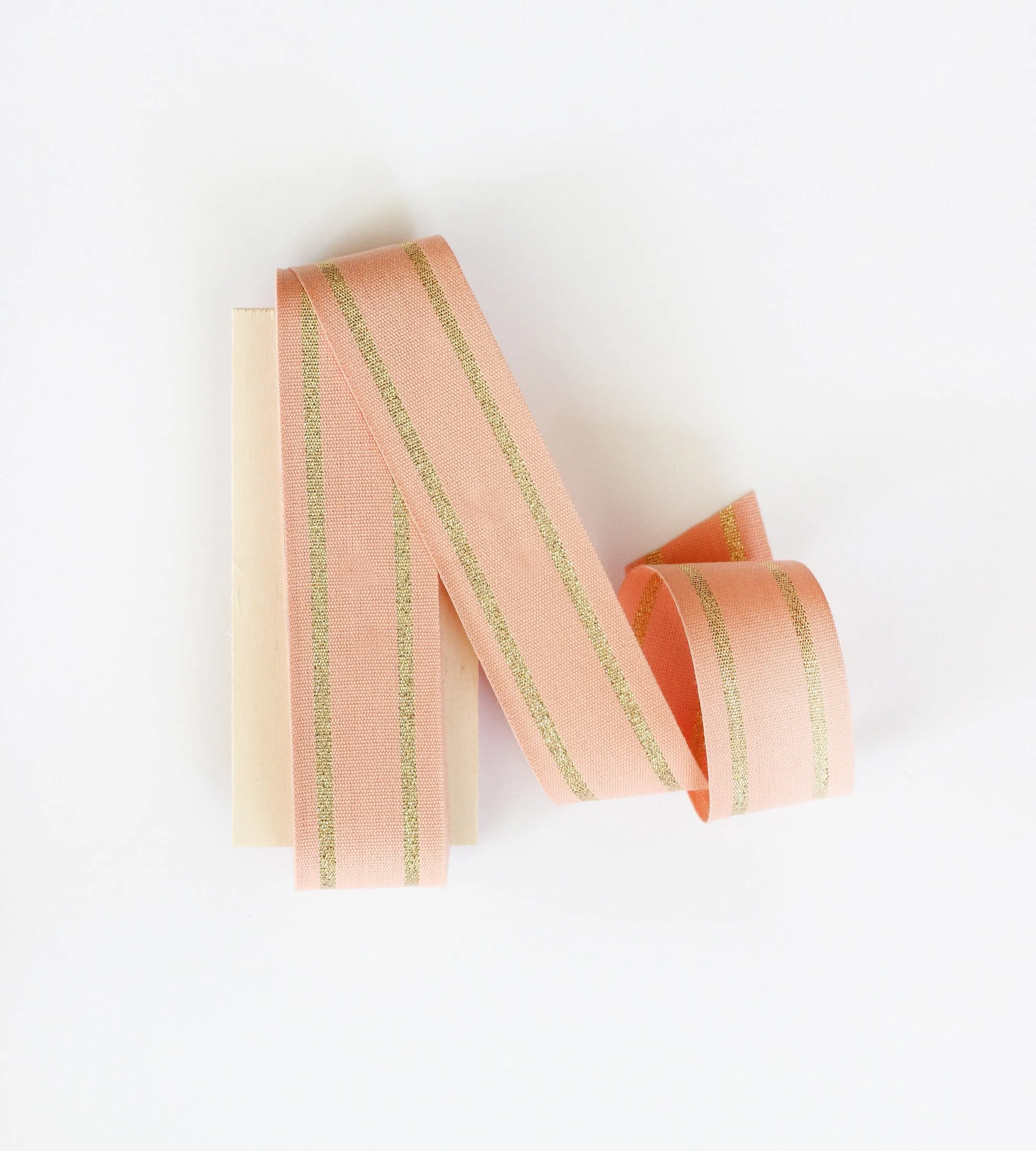 Striped cotton ribbon 1 ½” width - Wood paddle 10 yds